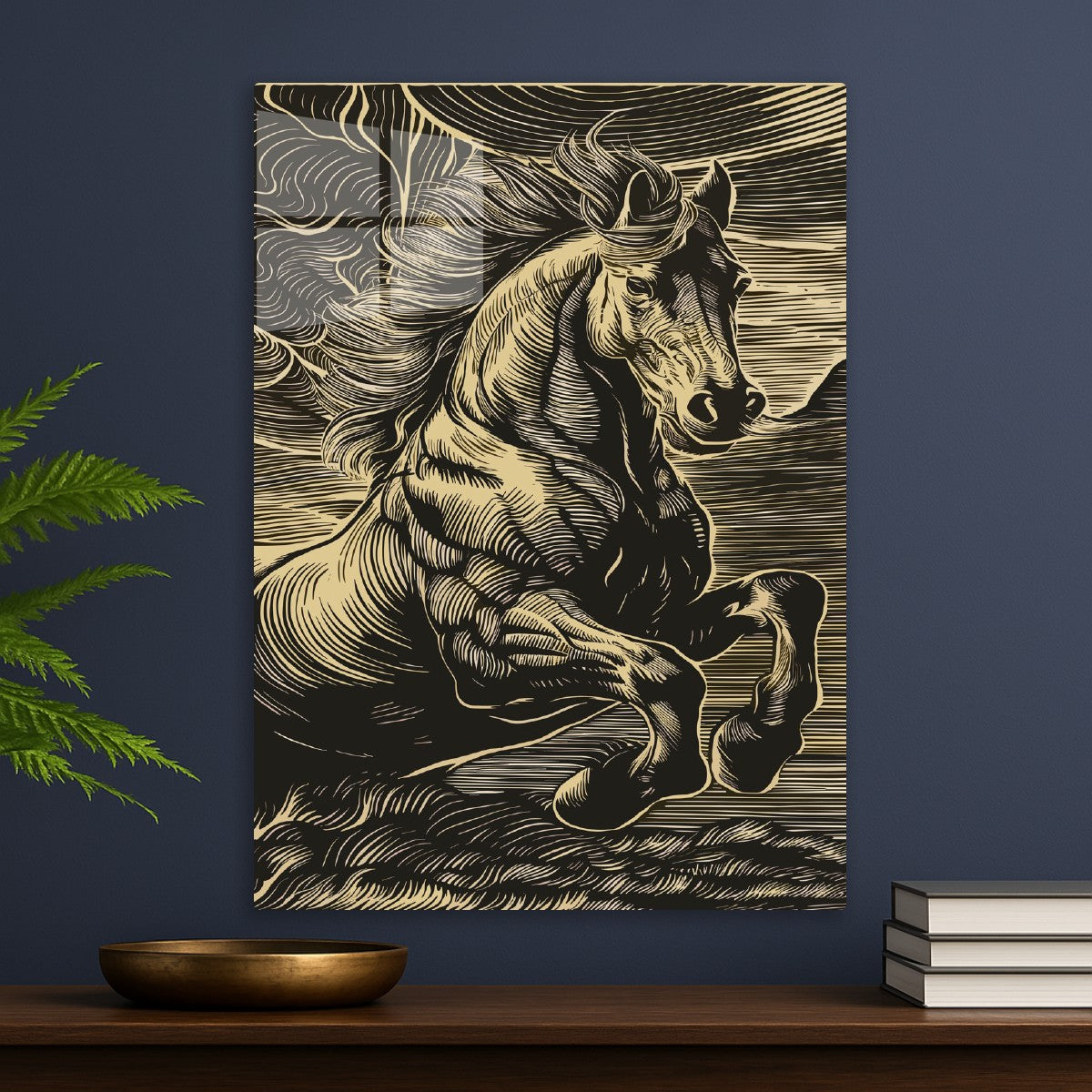 Galloping Horse Etching Style