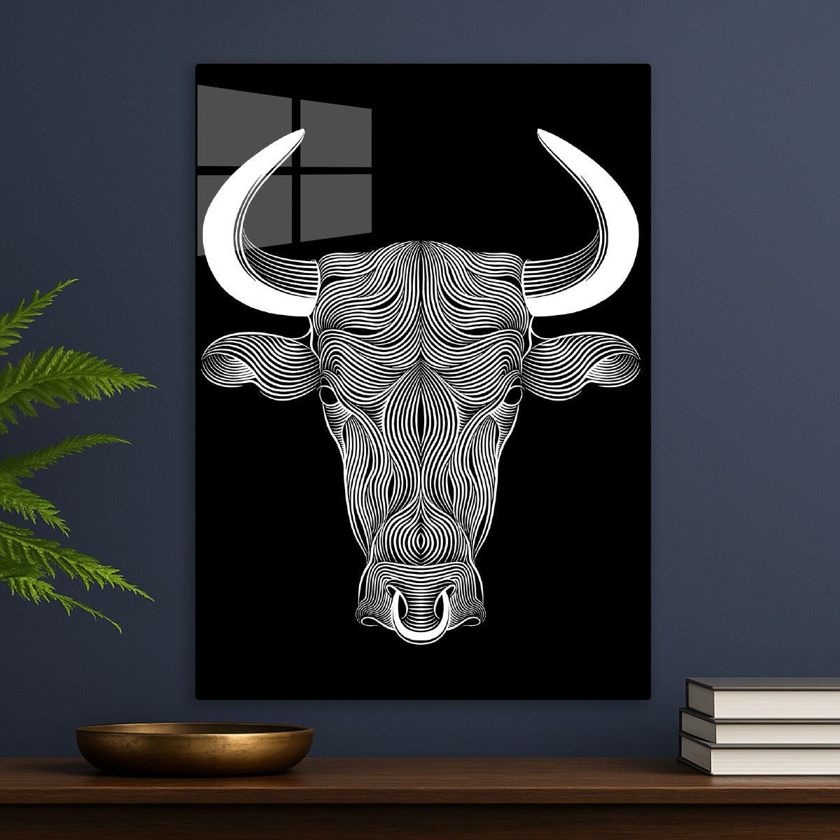 Bull Head with Horns Line Art