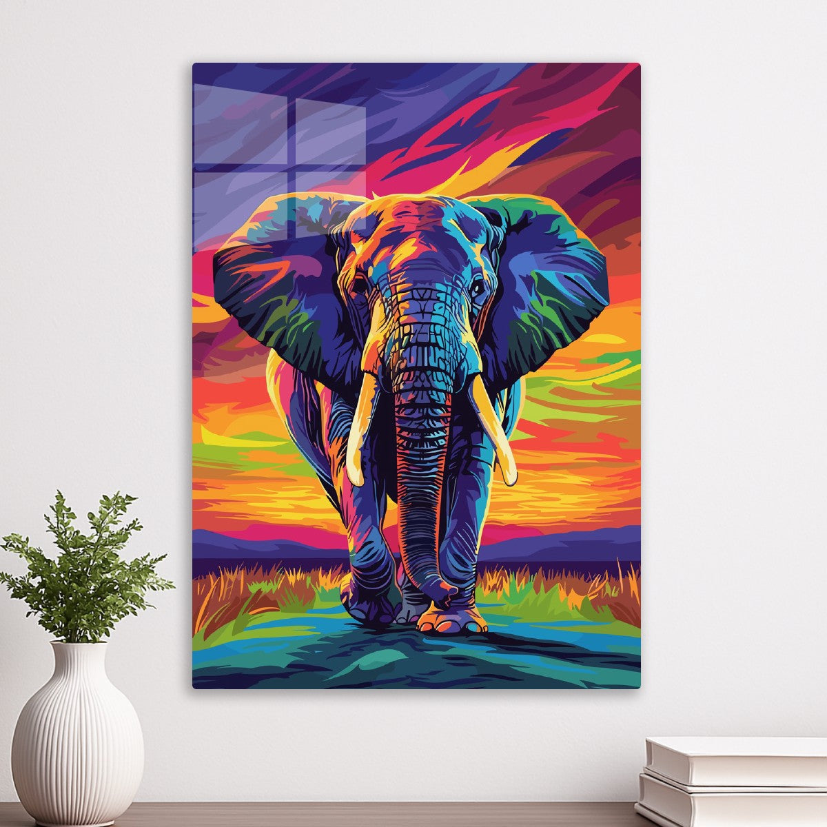 Vibrant Elephant at Sunset