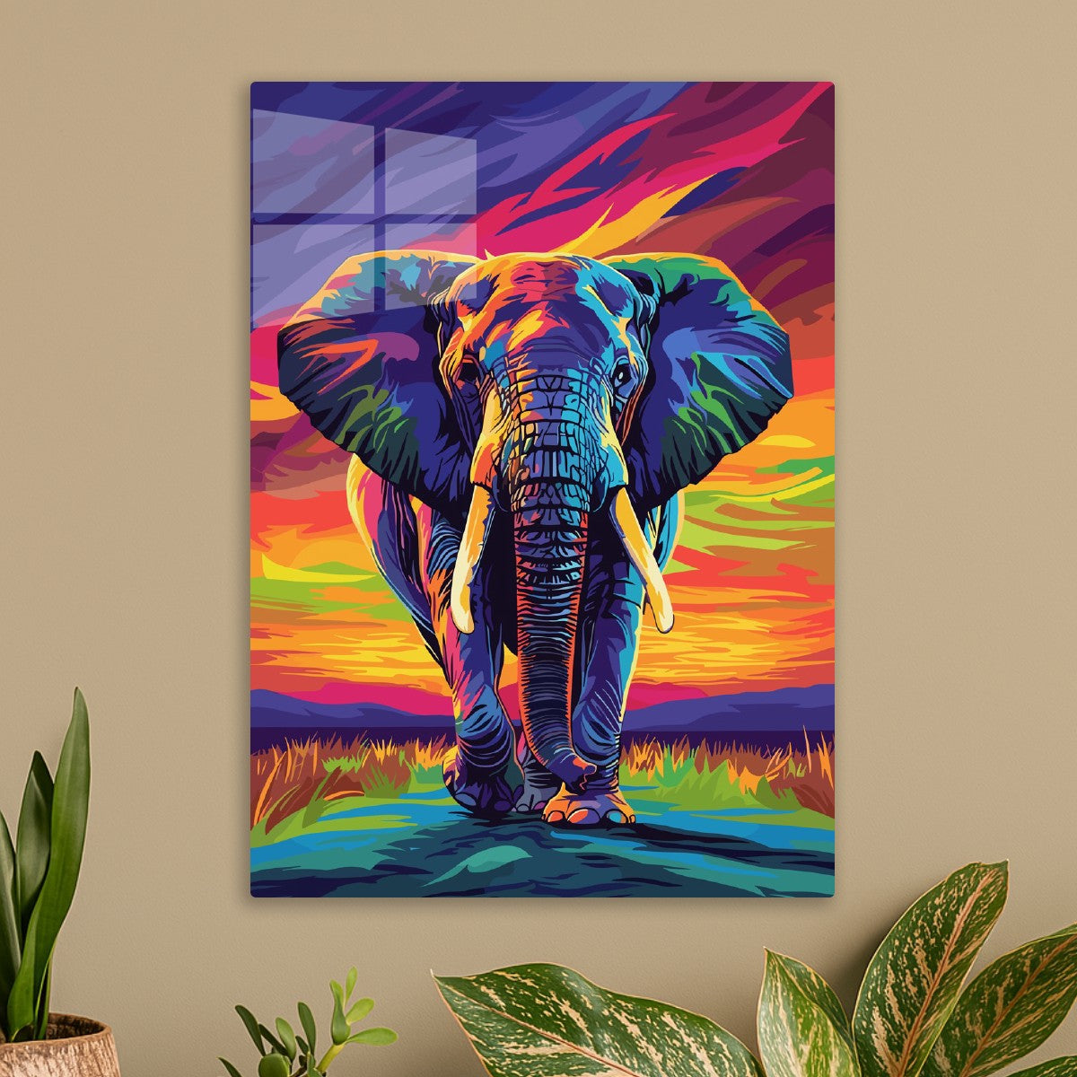Vibrant Elephant at Sunset