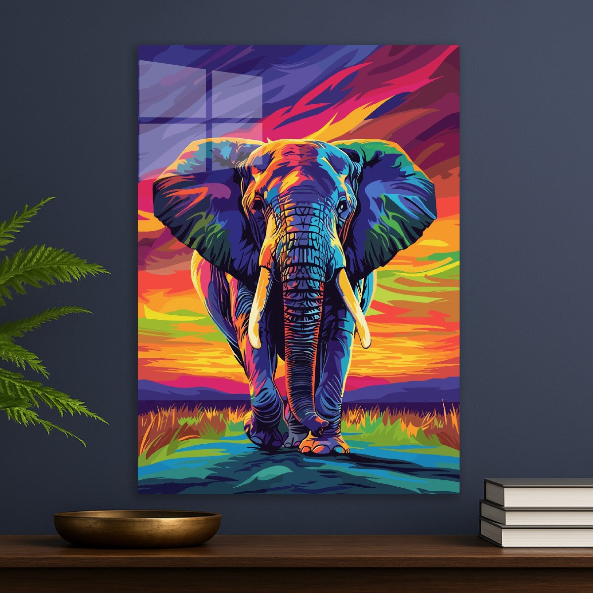 Vibrant Elephant at Sunset