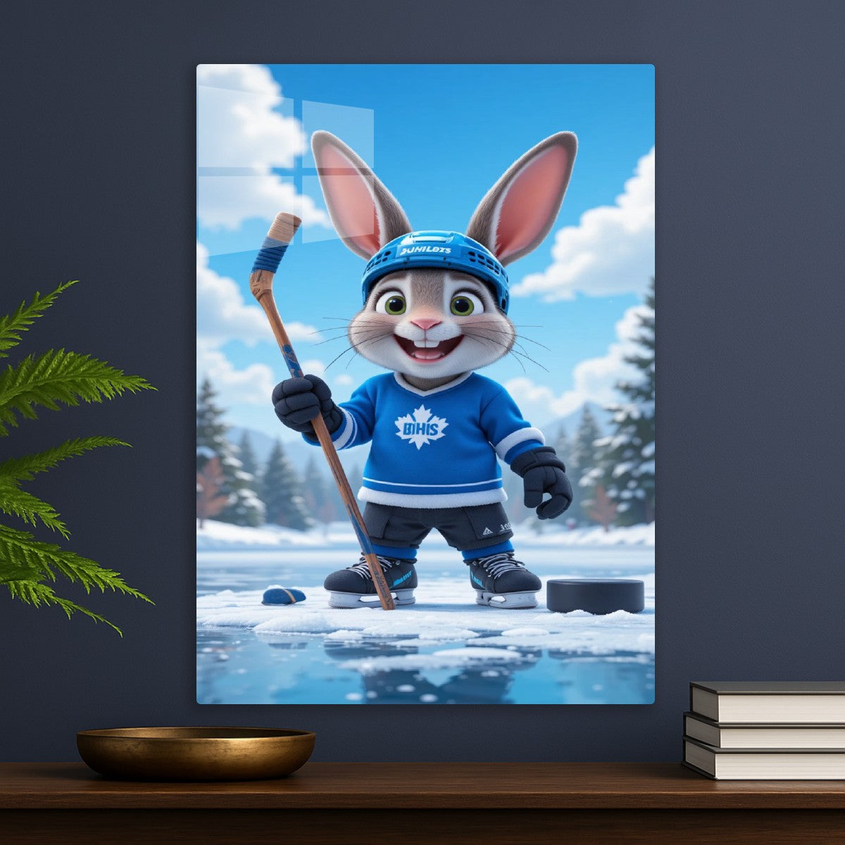 Cartoon Rabbit in Hockey Gear