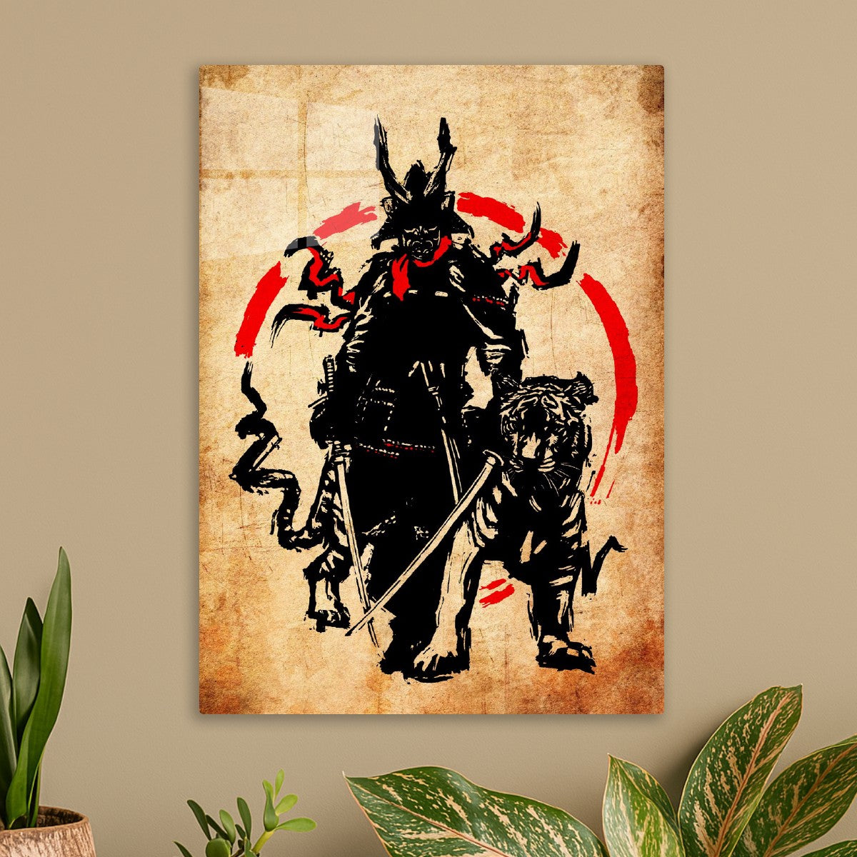 Japanese Samurai and tiger