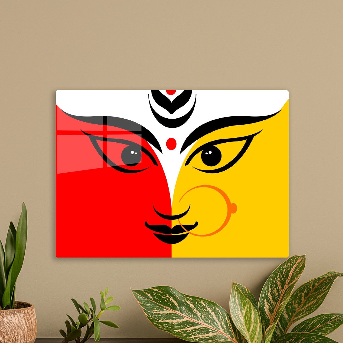 Artistic Hindu goddess Durga Face Celebrates