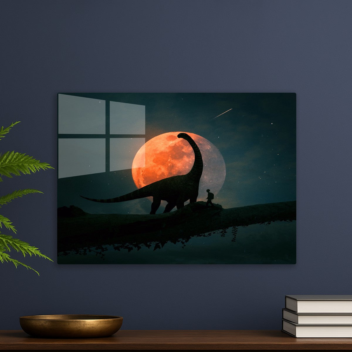 Dinosaur kid discover moon 