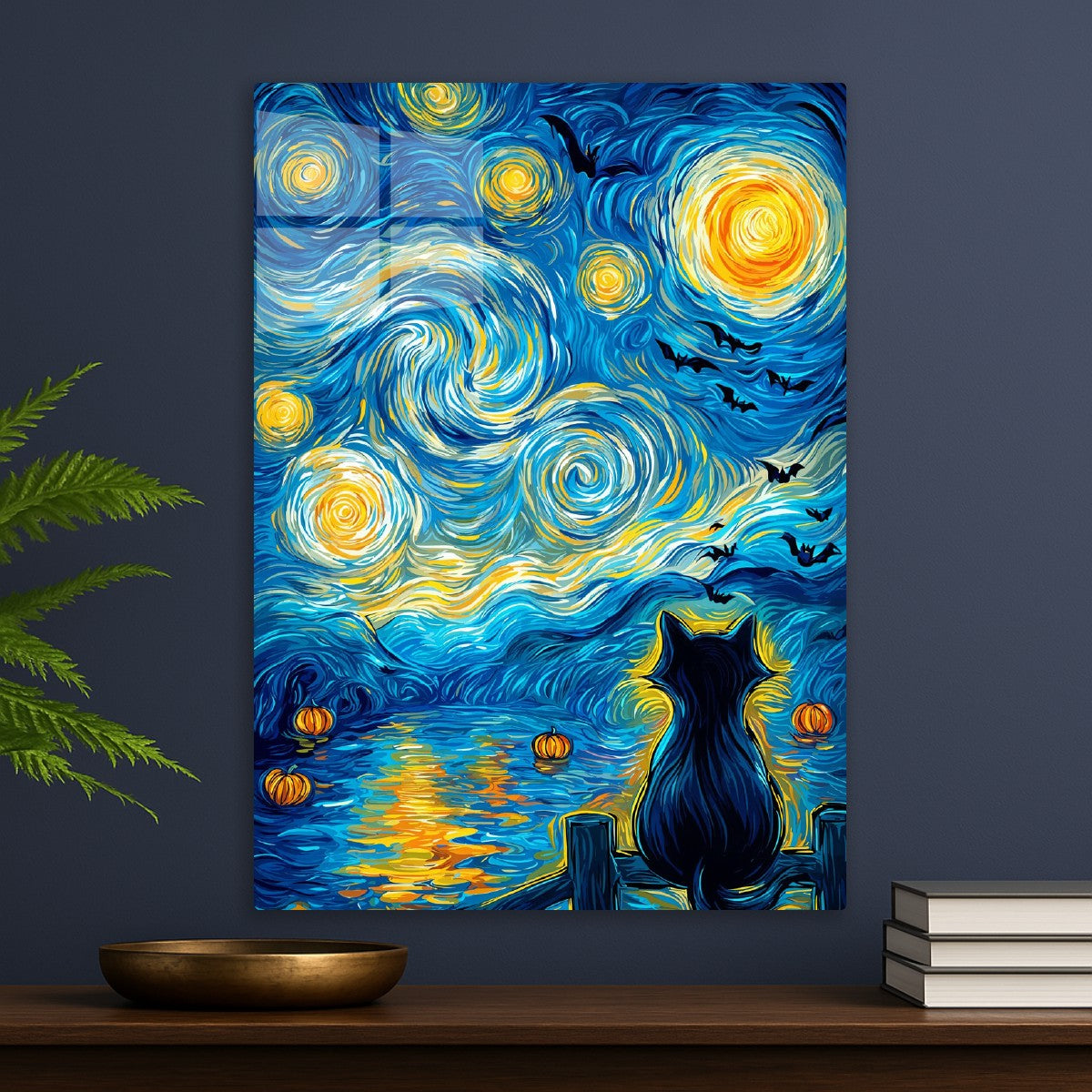 Black Cat & Swirling Bats