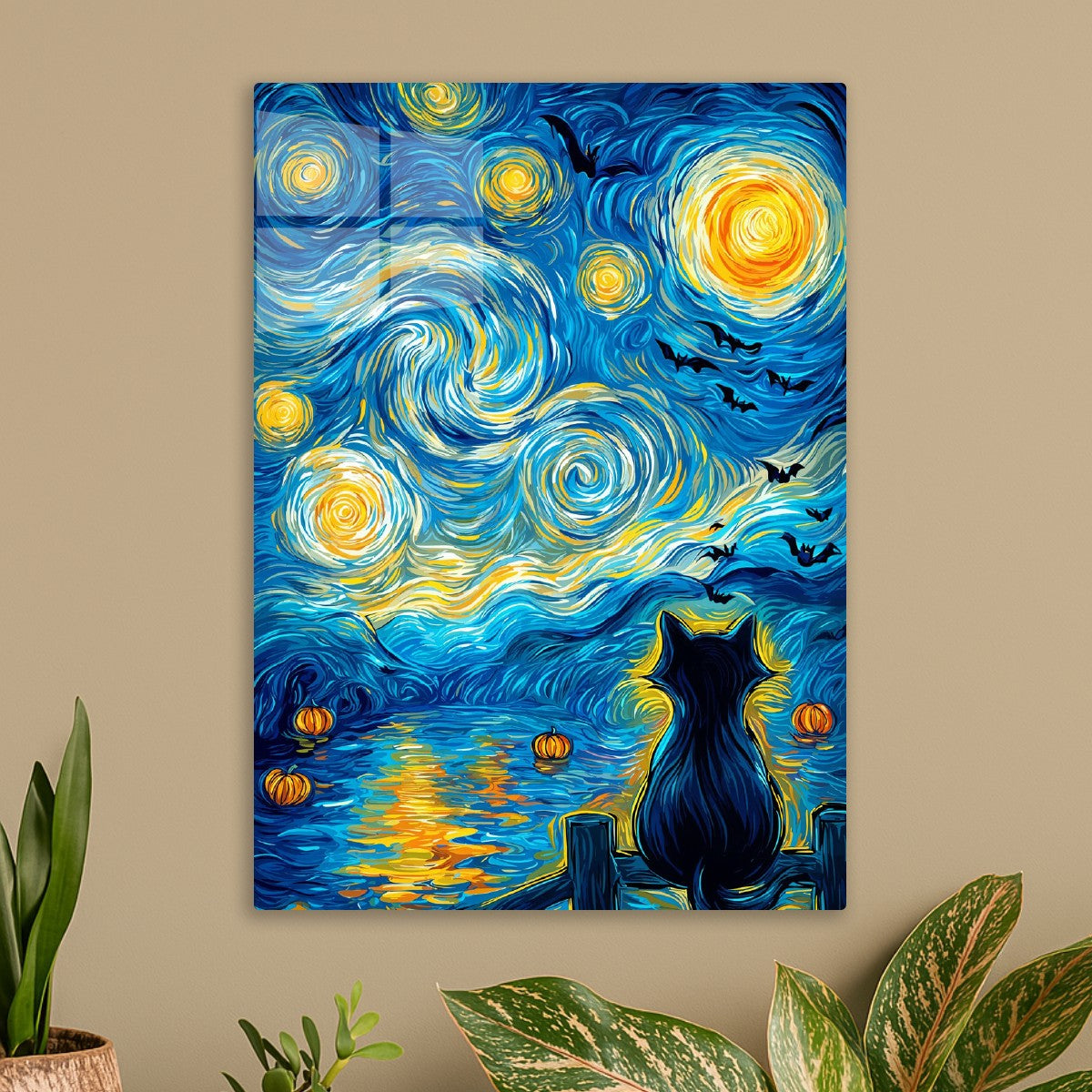 Black Cat & Swirling Bats