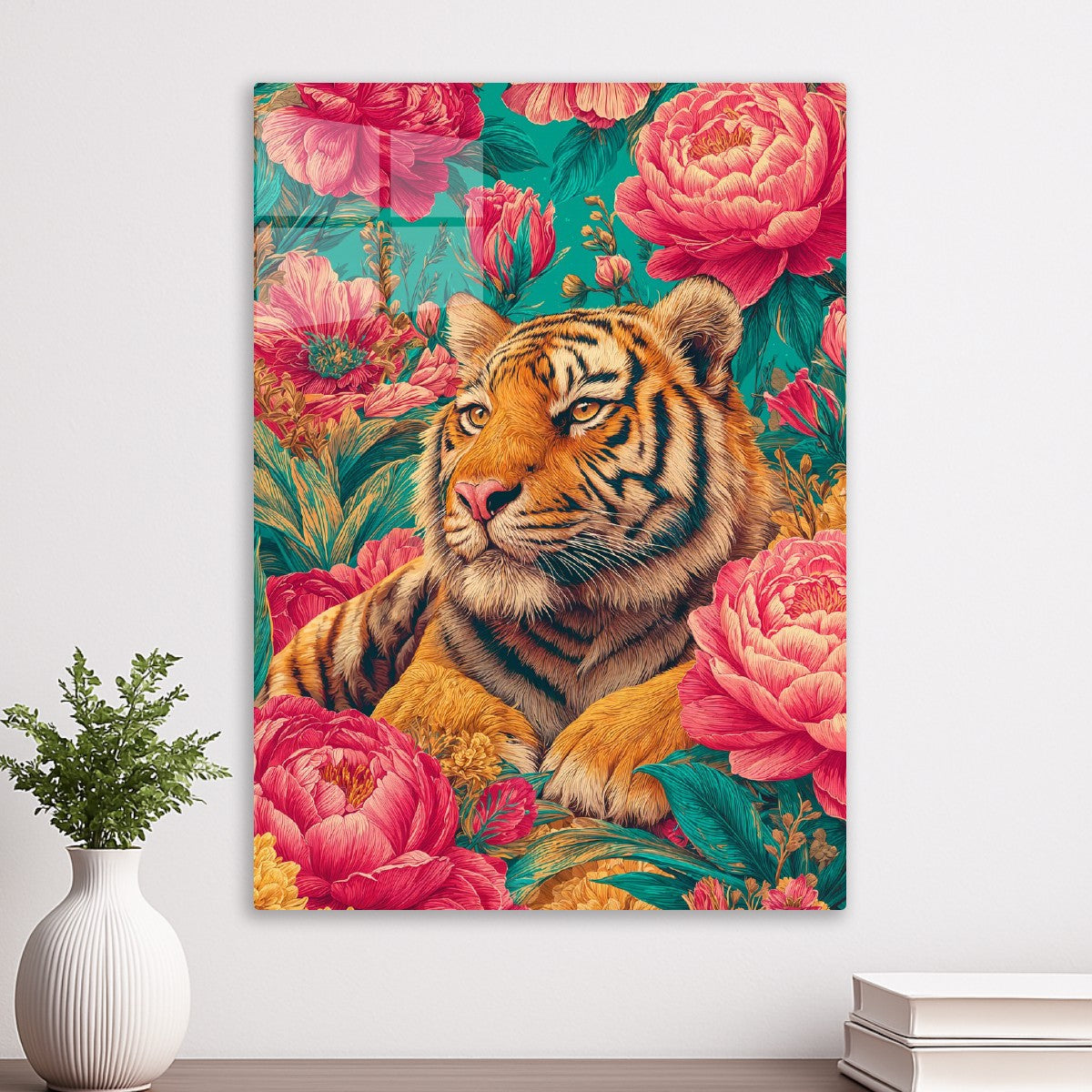 Tiger Among Blush Blooms