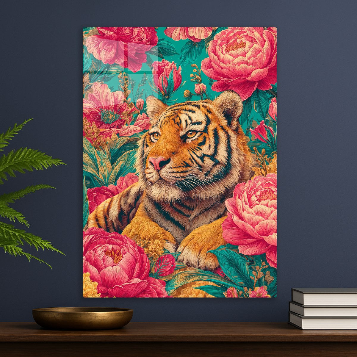 Tiger Among Blush Blooms
