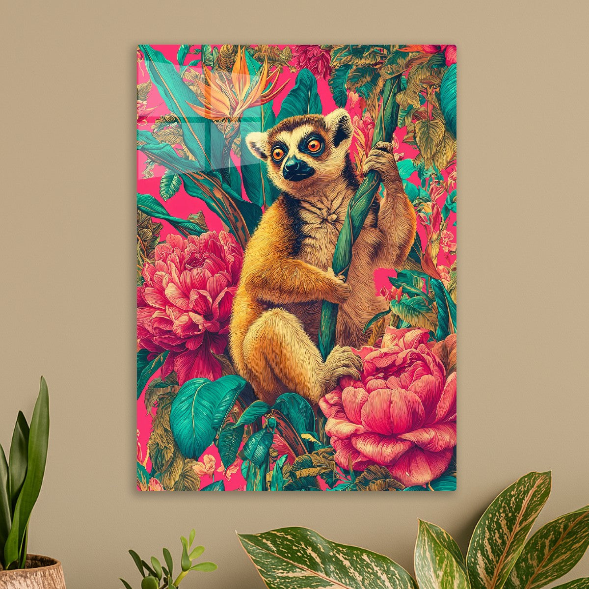 Lemur Among Petal Palms