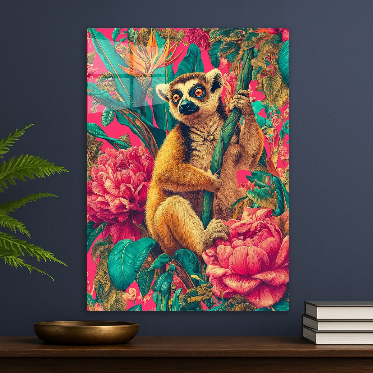 Lemur Among Petal Palms