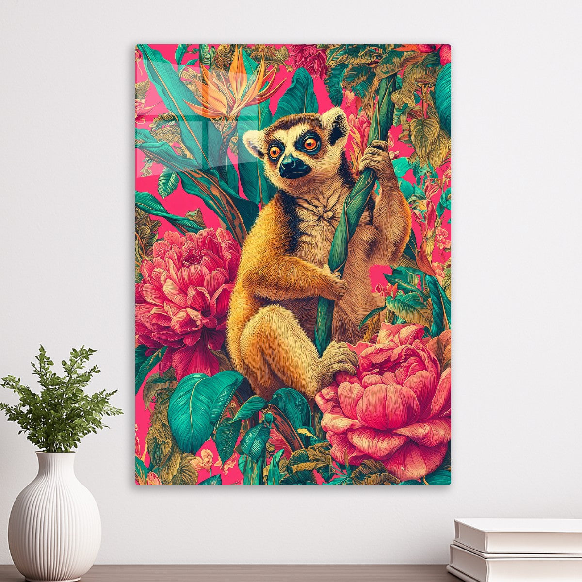 Lemur Among Petal Palms