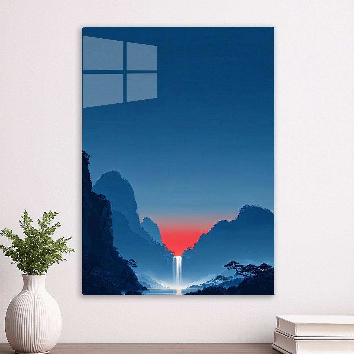 Waterfall at Crimson Dusk