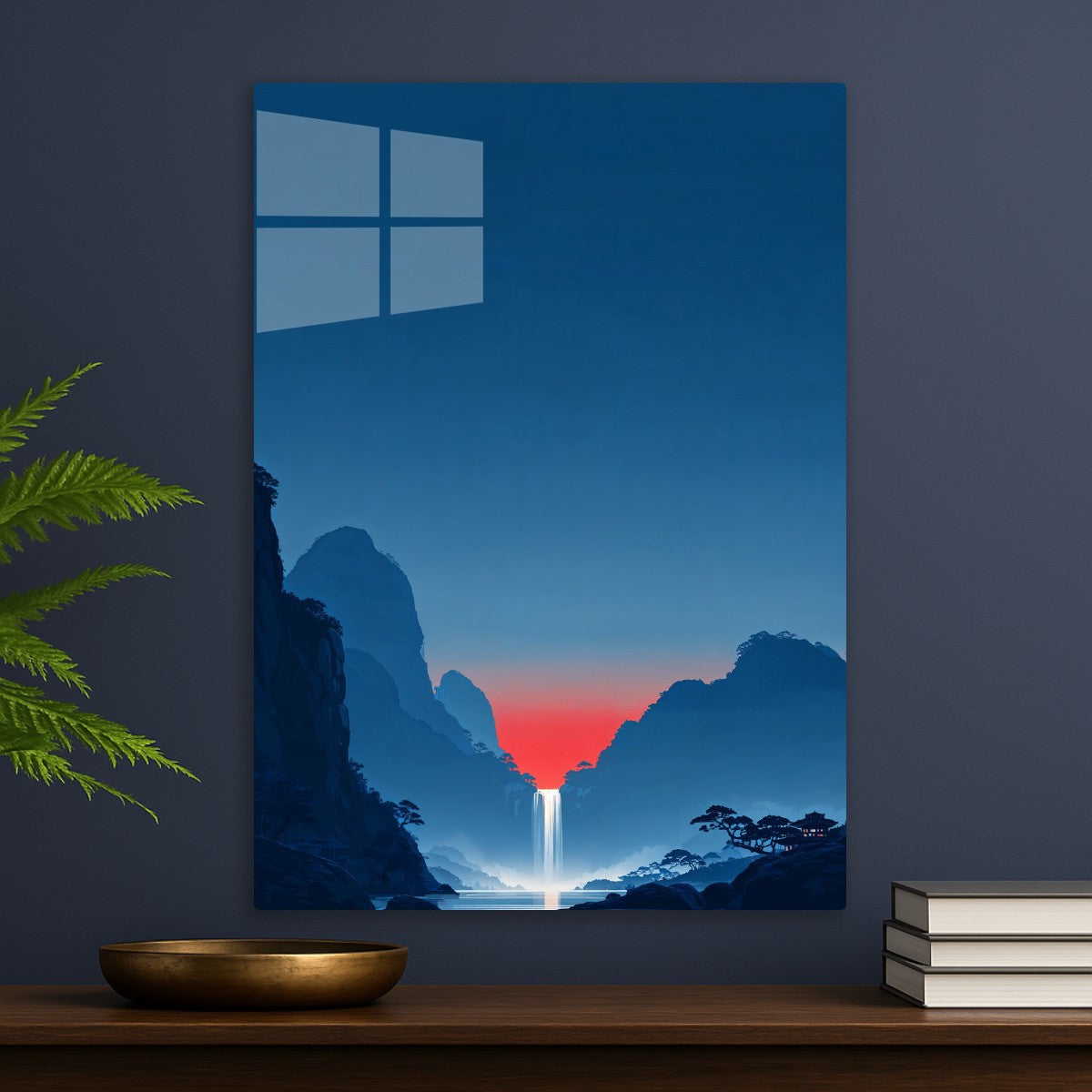 Waterfall at Crimson Dusk