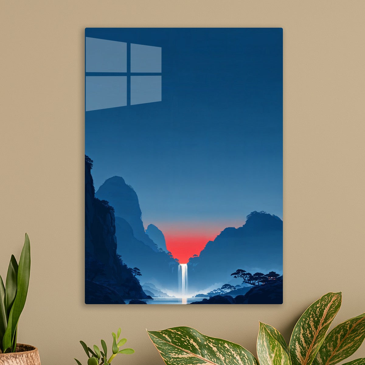 Waterfall at Crimson Dusk