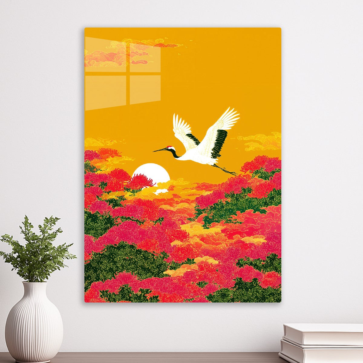 Cranes & Chrysanthemum Sky