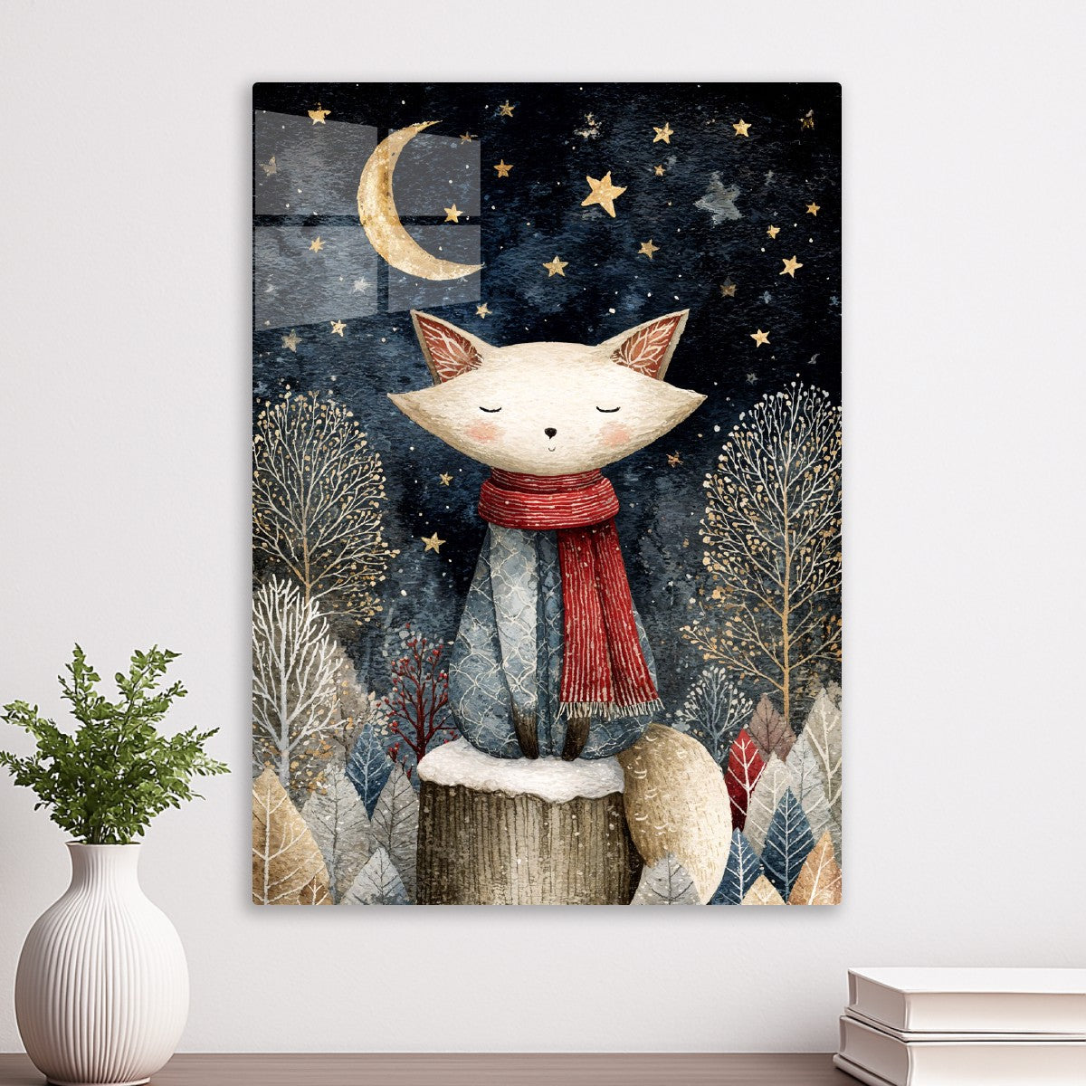 Fox Under Starry Sky