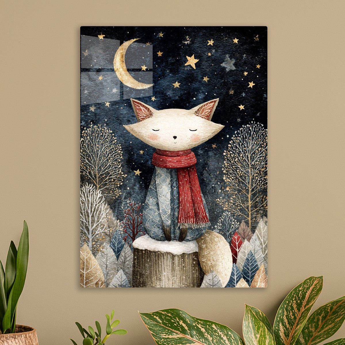 Fox Under Starry Sky