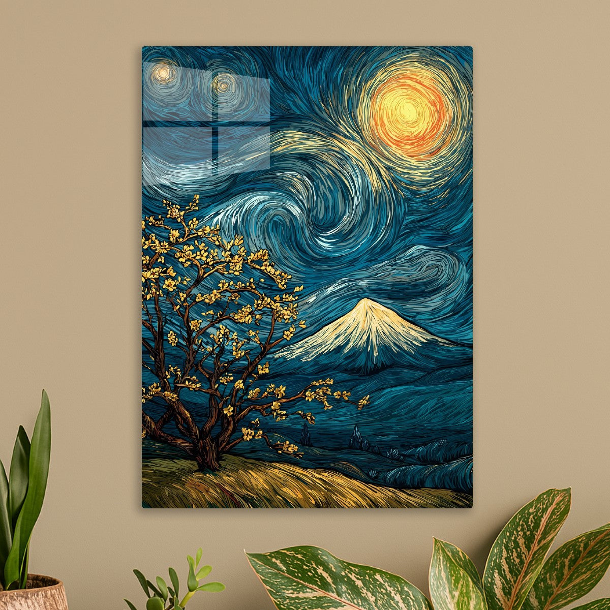 Mount Fuji Under Swirling Sky