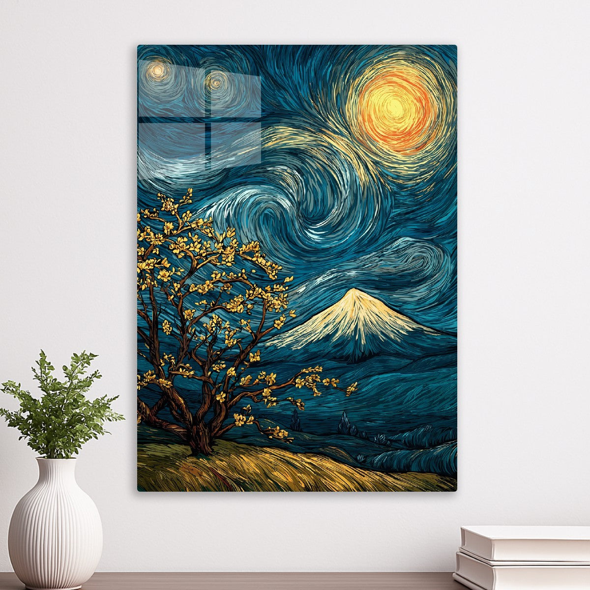 Mount Fuji Under Swirling Sky