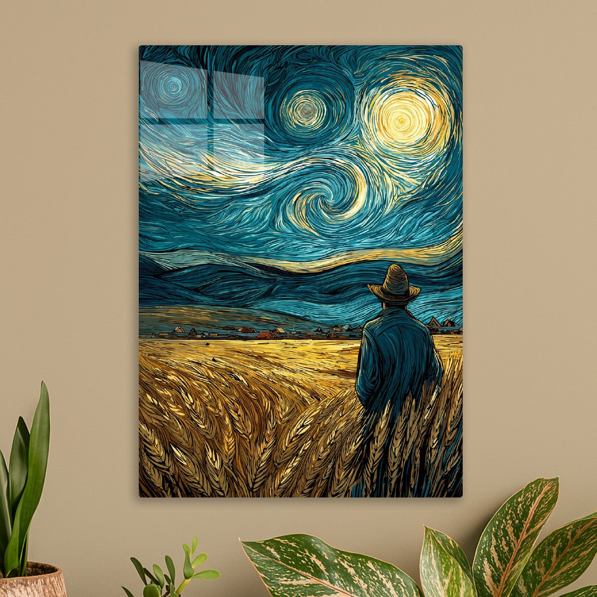 Starry Night Wheat Field