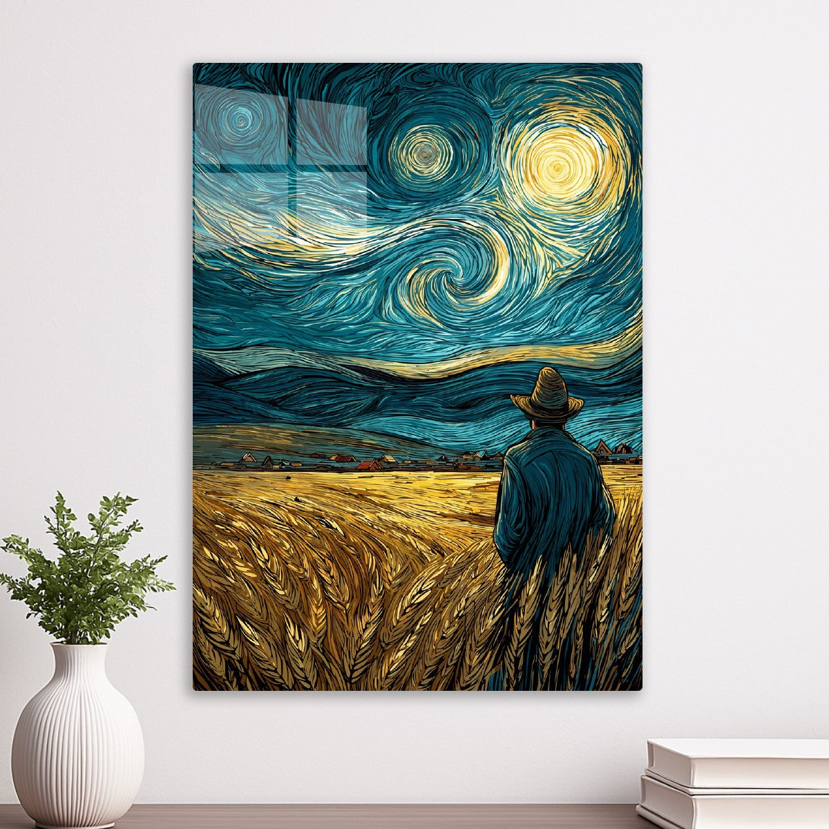 Starry Night Wheat Field