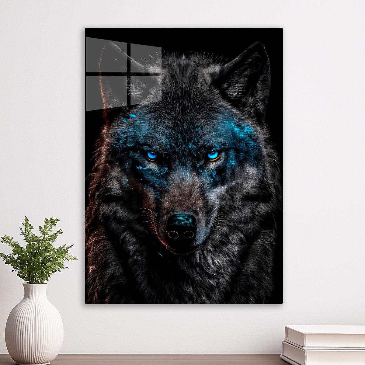 Wolf head blue eyes
