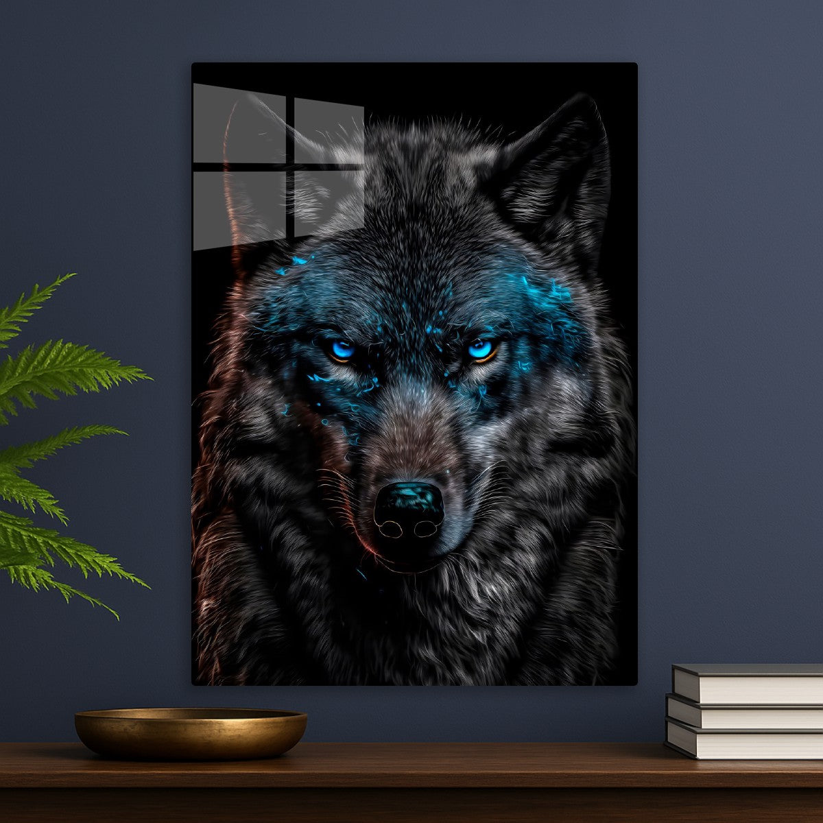 Wolf head blue eyes