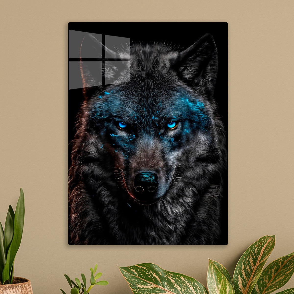 Wolf head blue eyes