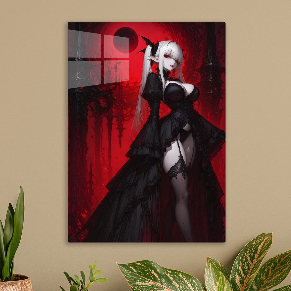 Dark Elegance Under a Crimson 