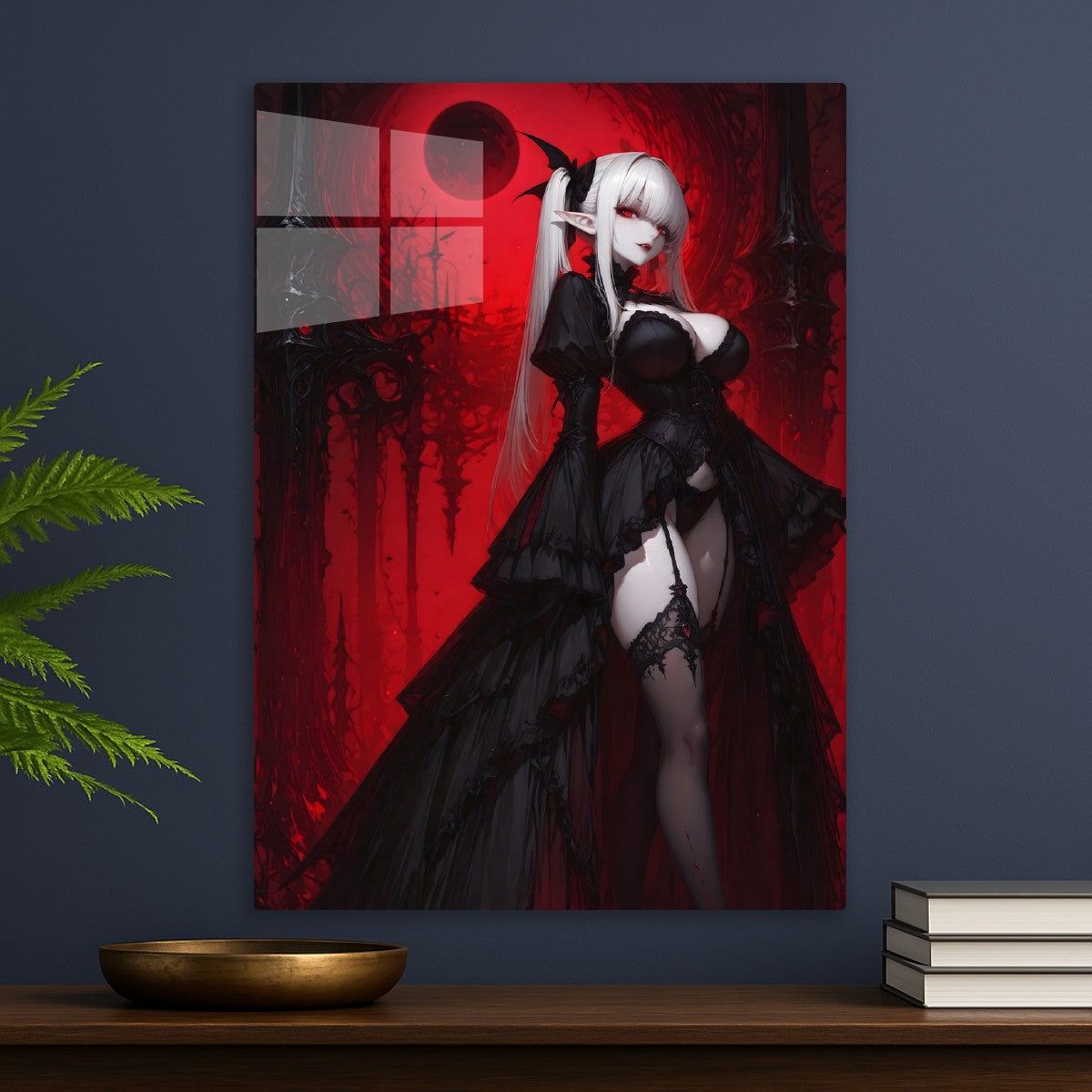 Dark Elegance Under a Crimson 