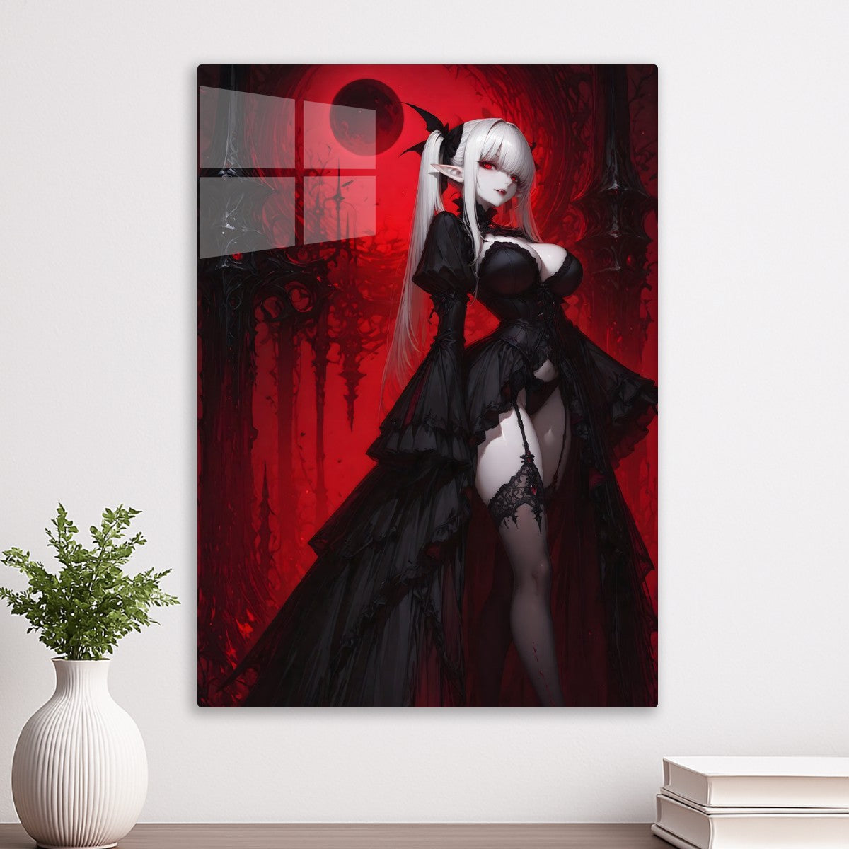 Dark Elegance Under a Crimson 