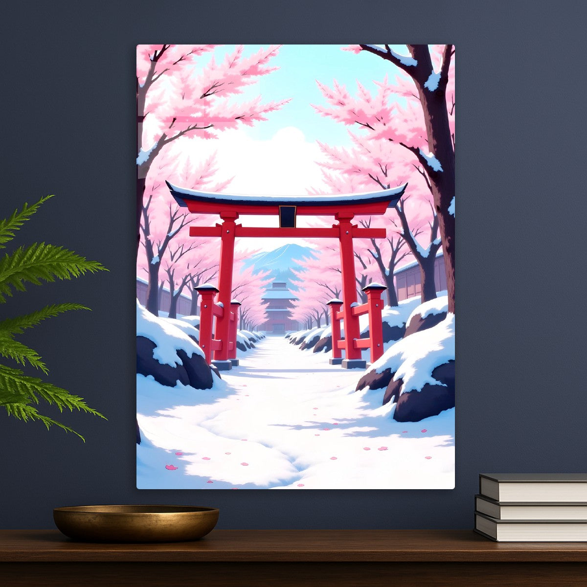 Japanese torii gate winter 