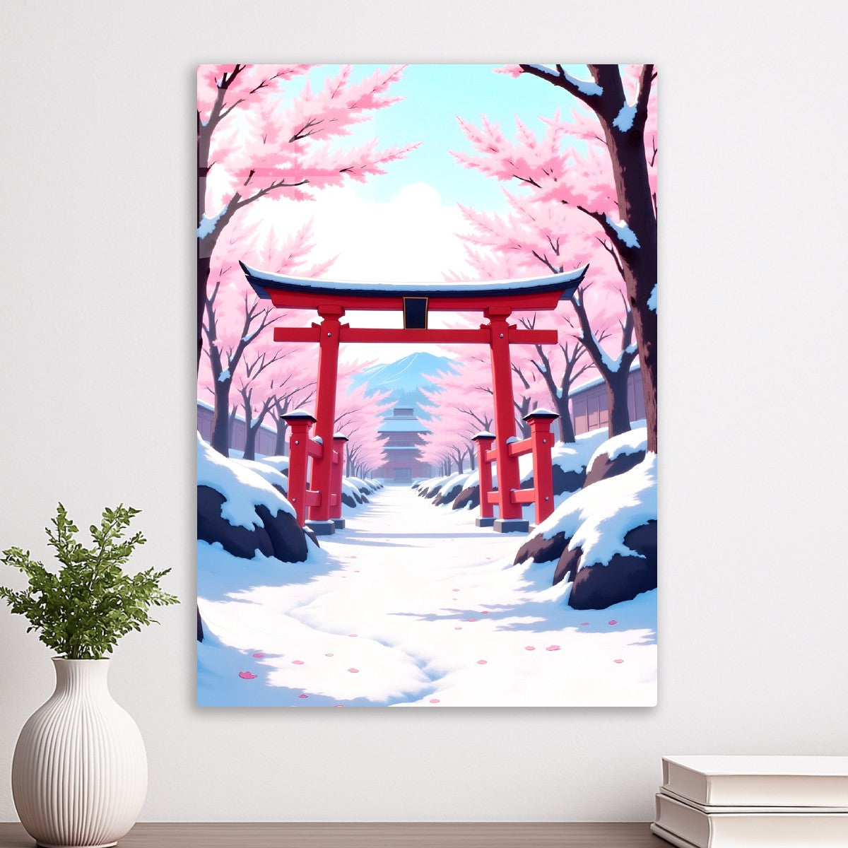 Japanese torii gate winter 