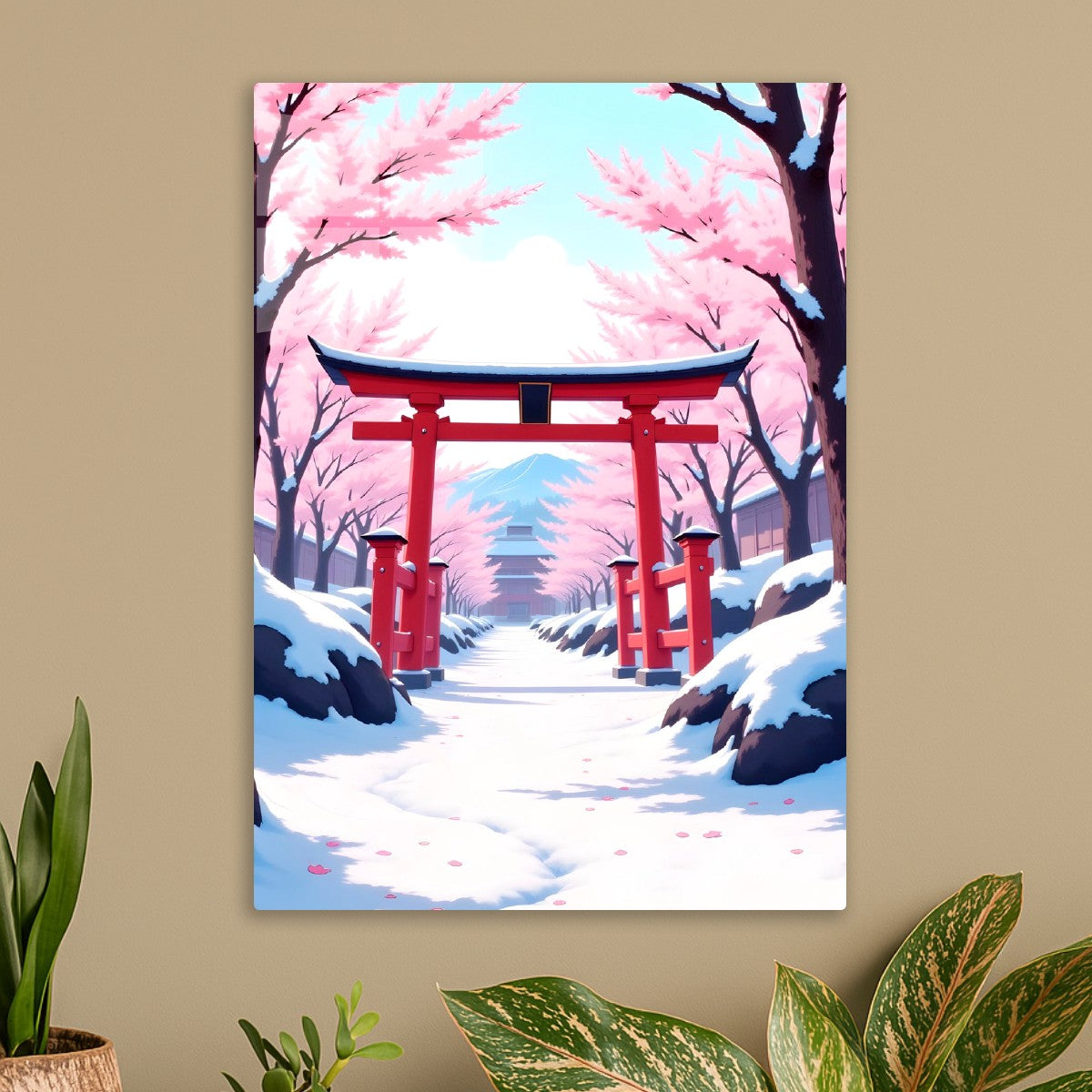 Japanese torii gate winter 