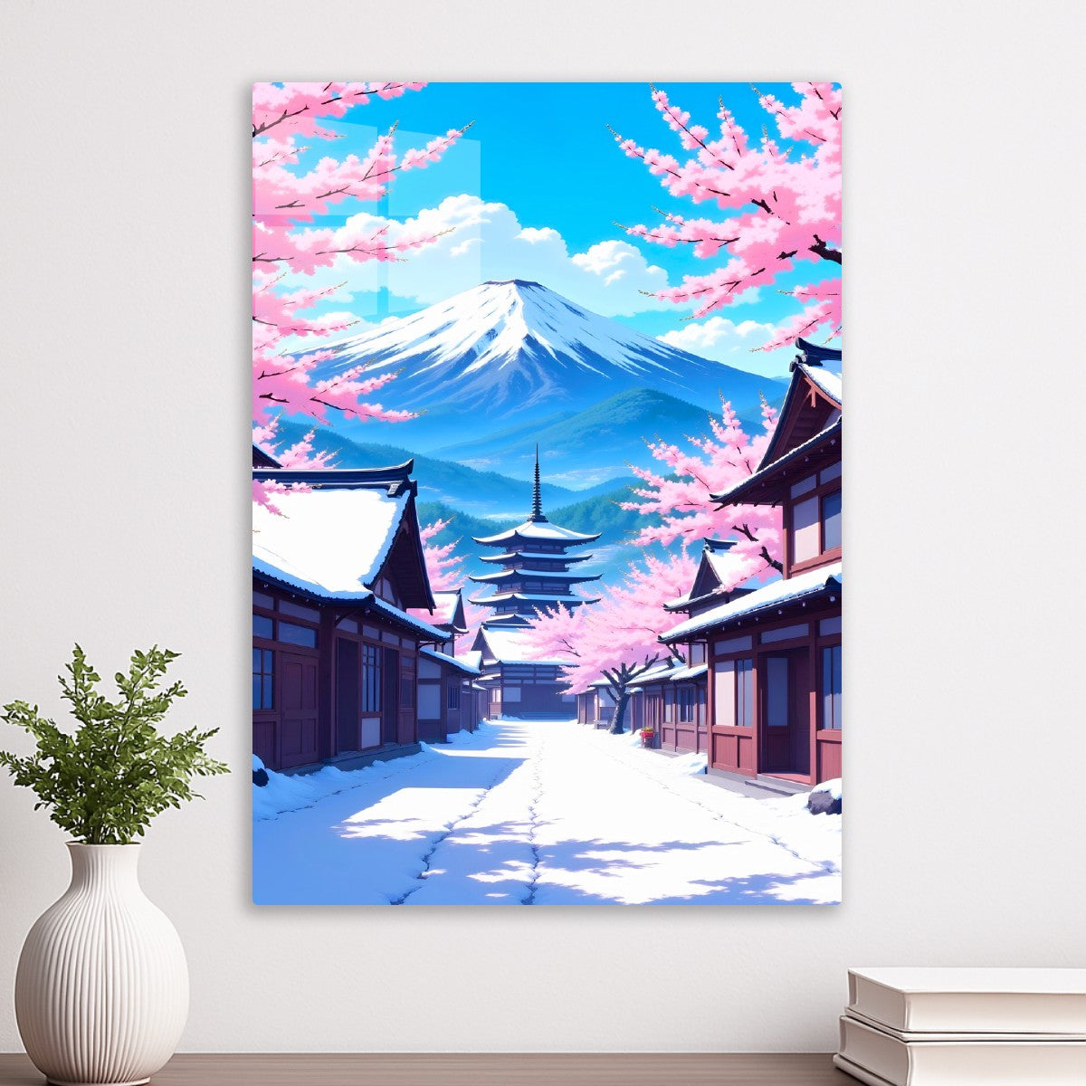 Japanese Mount Fuji Pagoda in Winter