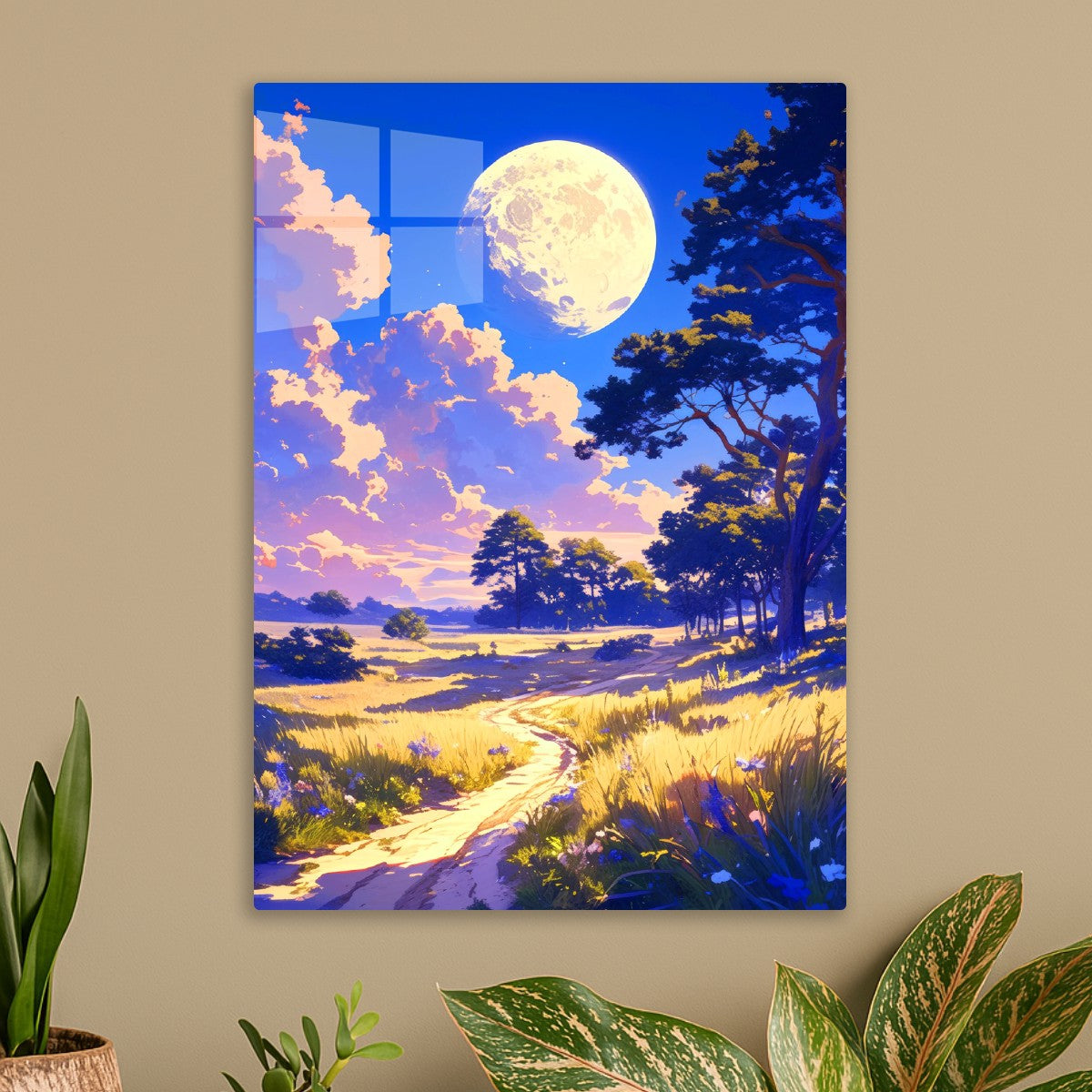 Golden Fields Under Lunar Glow