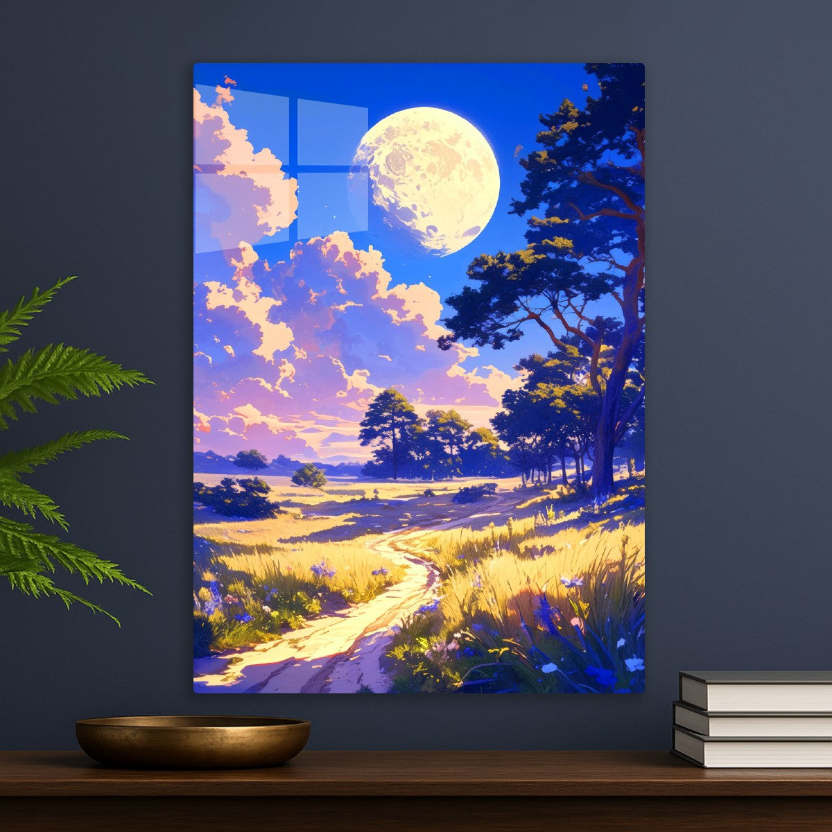 Golden Fields Under Lunar Glow