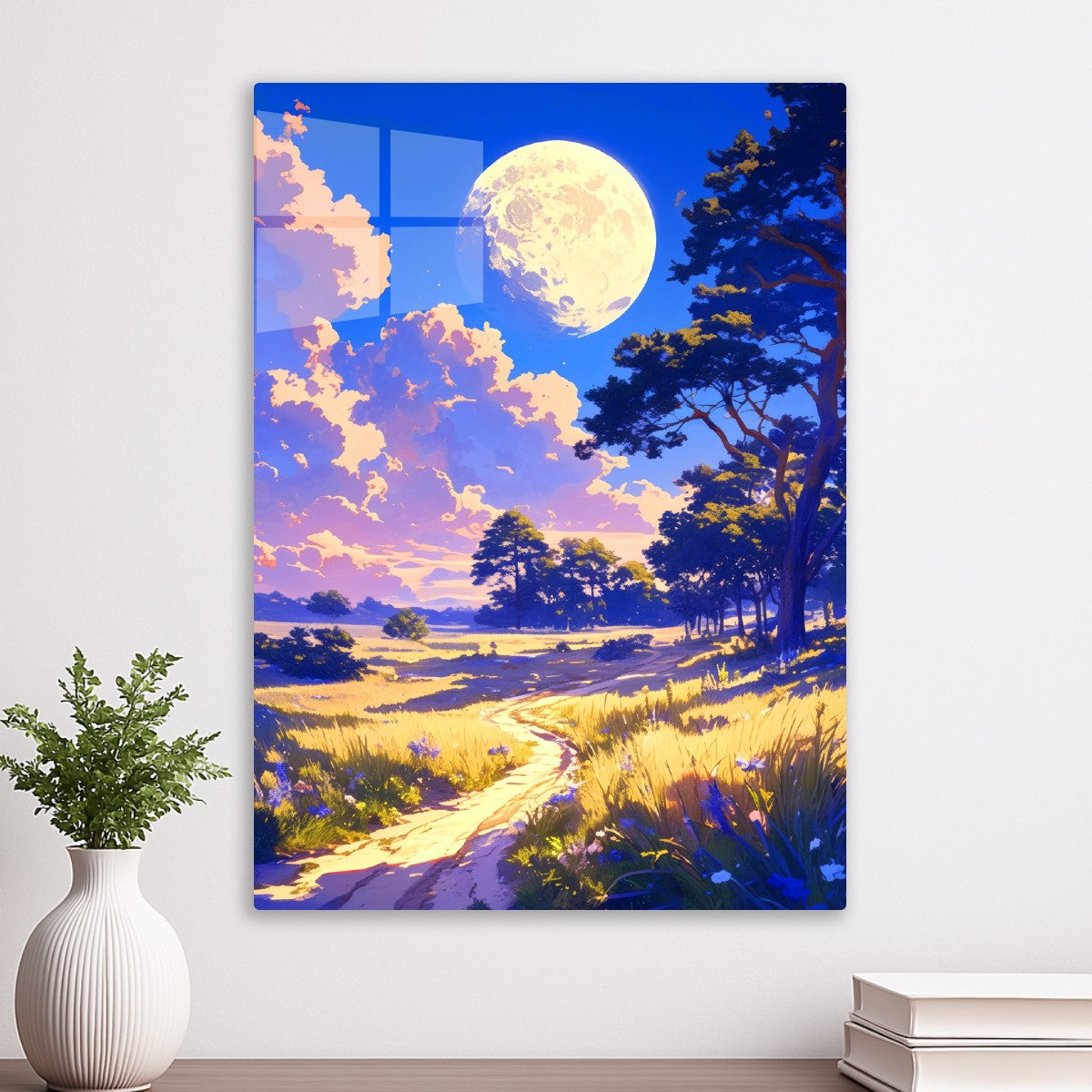 Golden Fields Under Lunar Glow