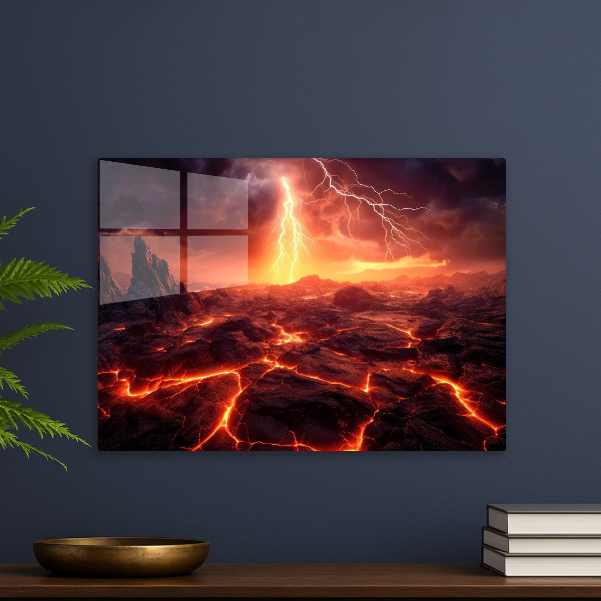 Fiery Landscape With Lightning