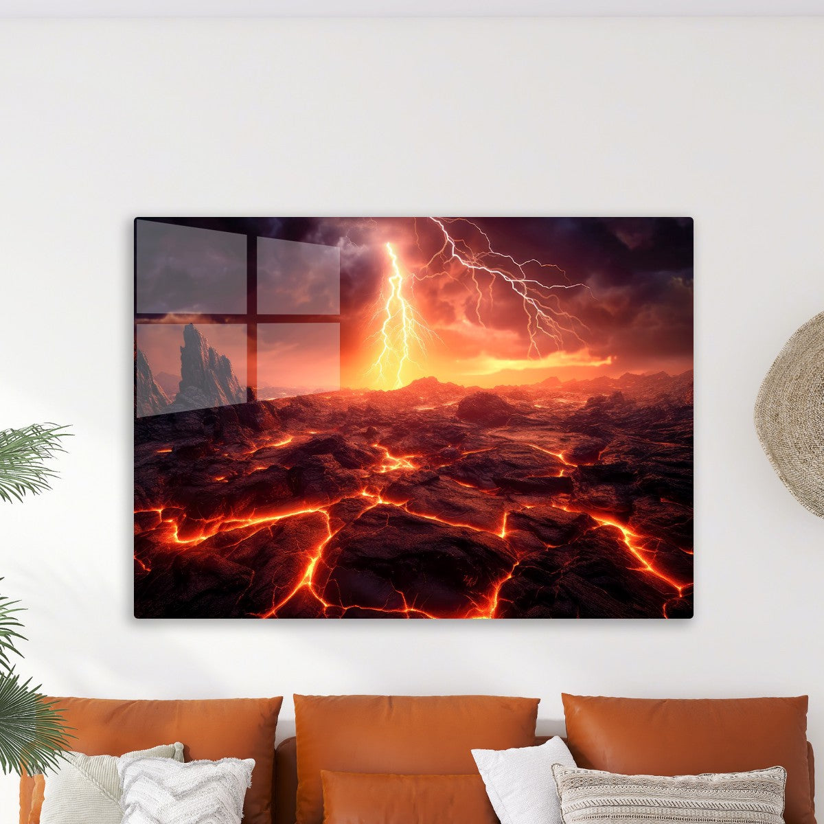 Fiery Landscape With Lightning