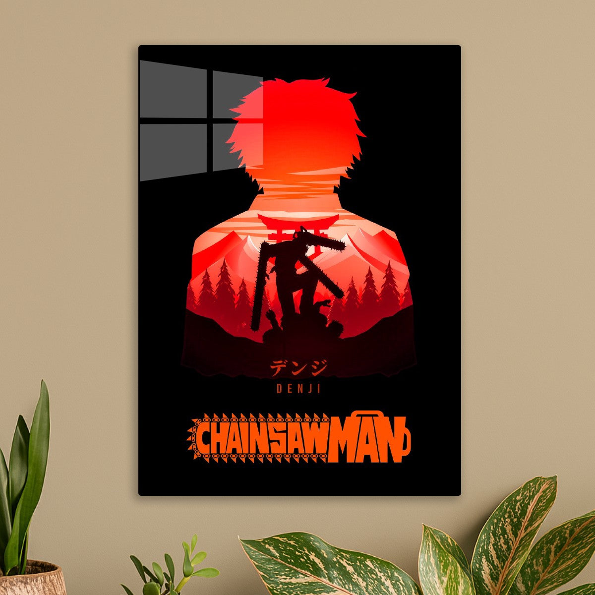 Denji orange silhouette, Chainsaw man
