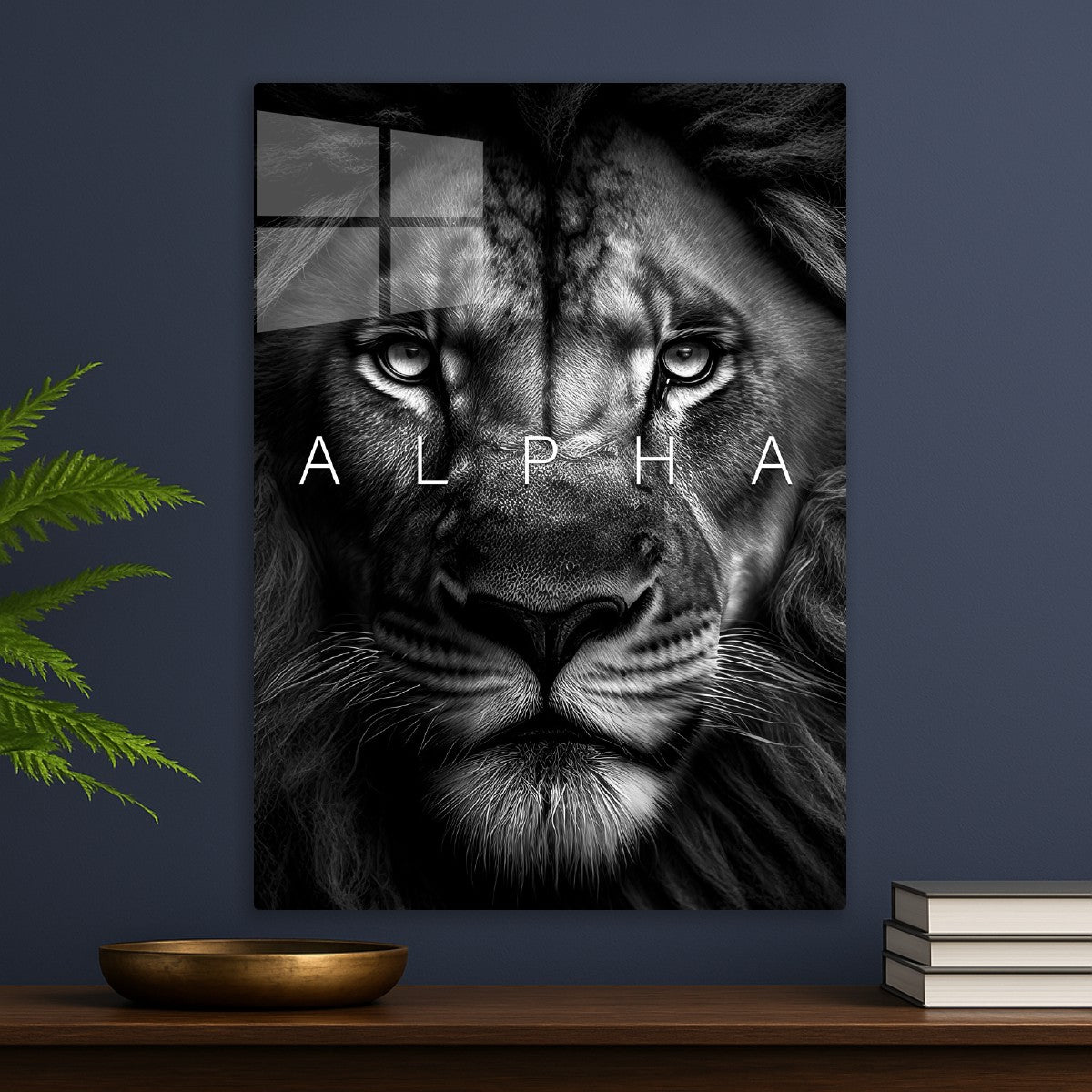 Black lion face alpha