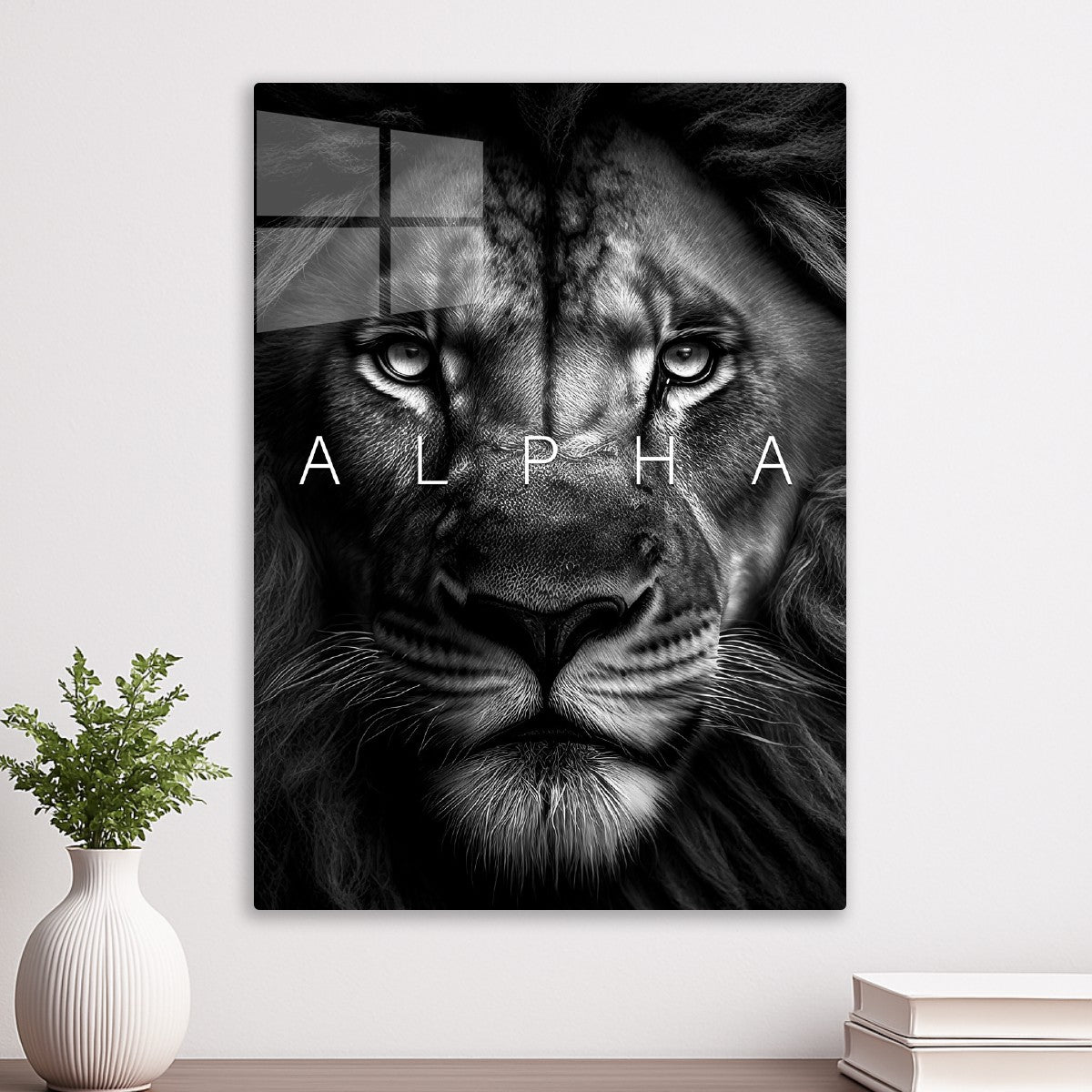 Black lion face alpha