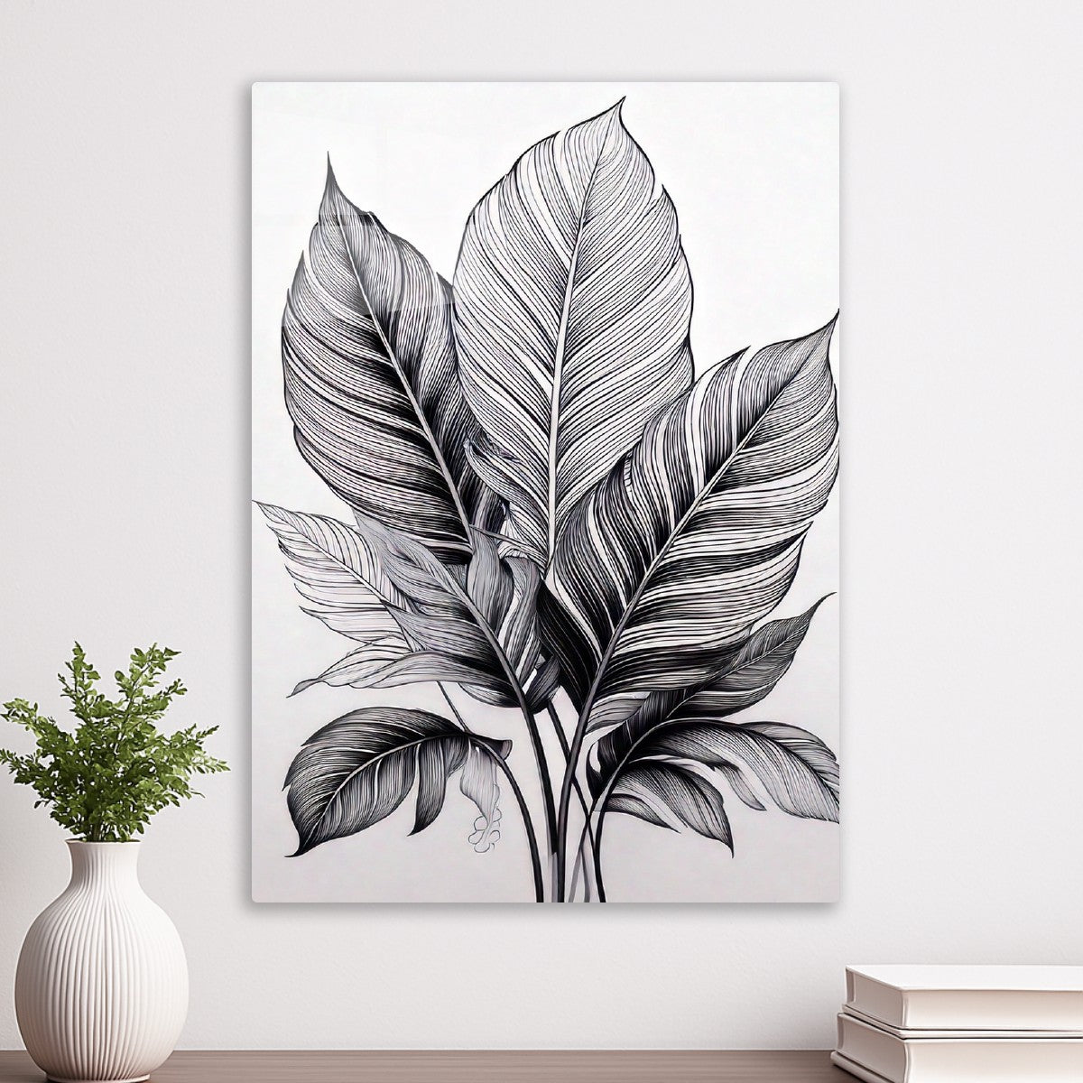 Monochrome Line Art Leaf