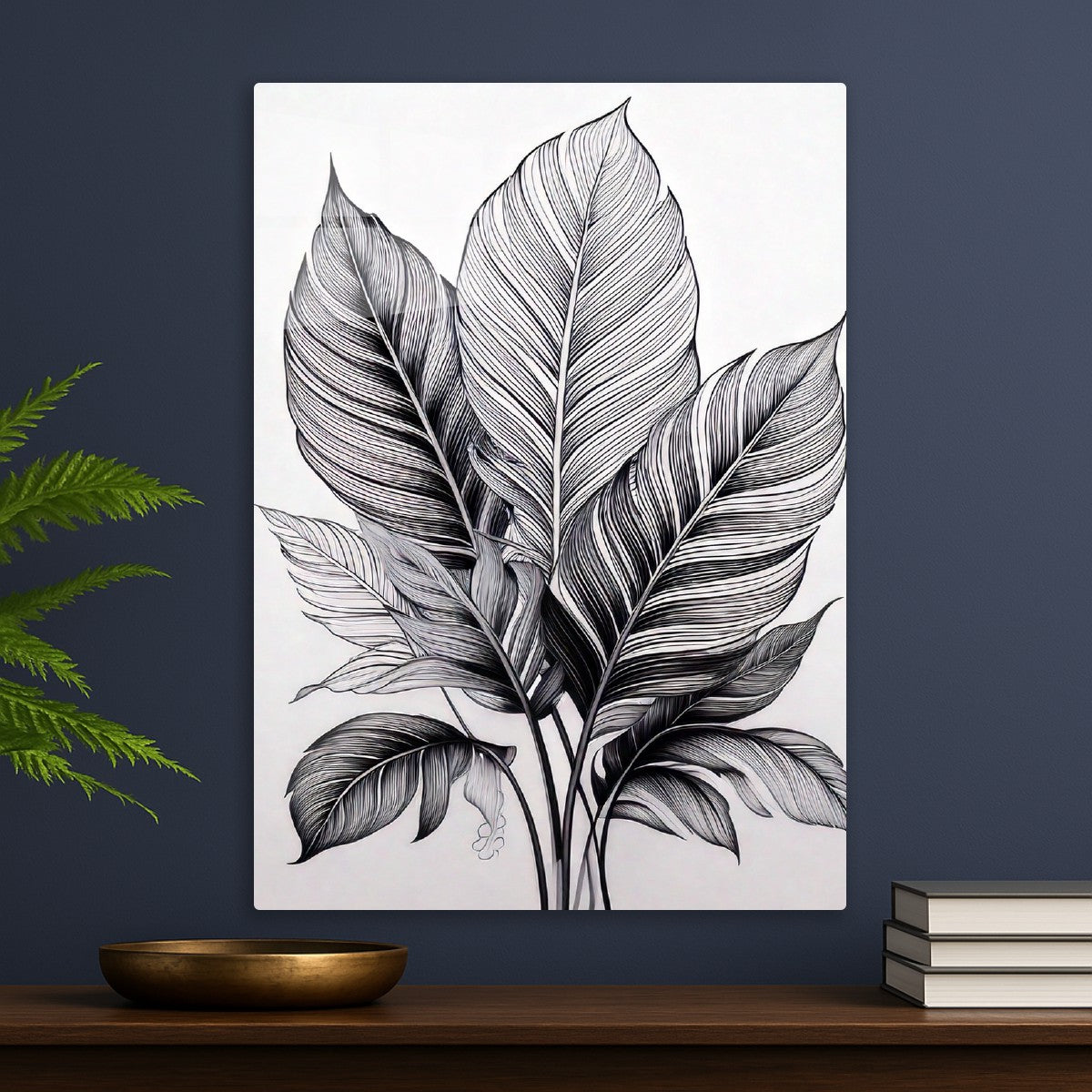 Monochrome Line Art Leaf