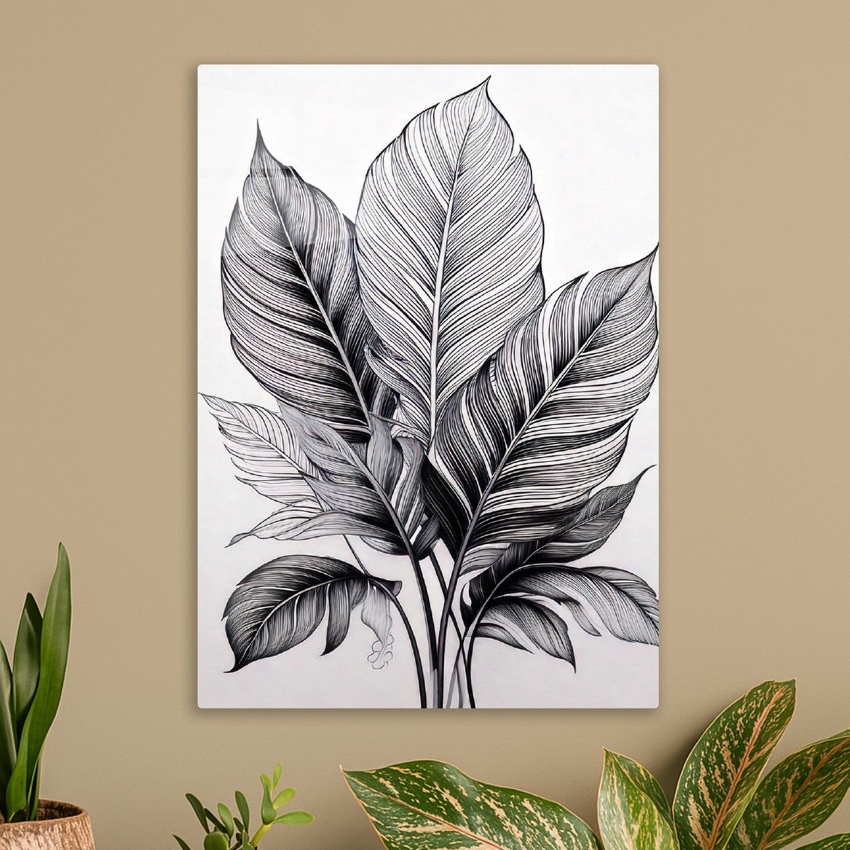Monochrome Line Art Leaf