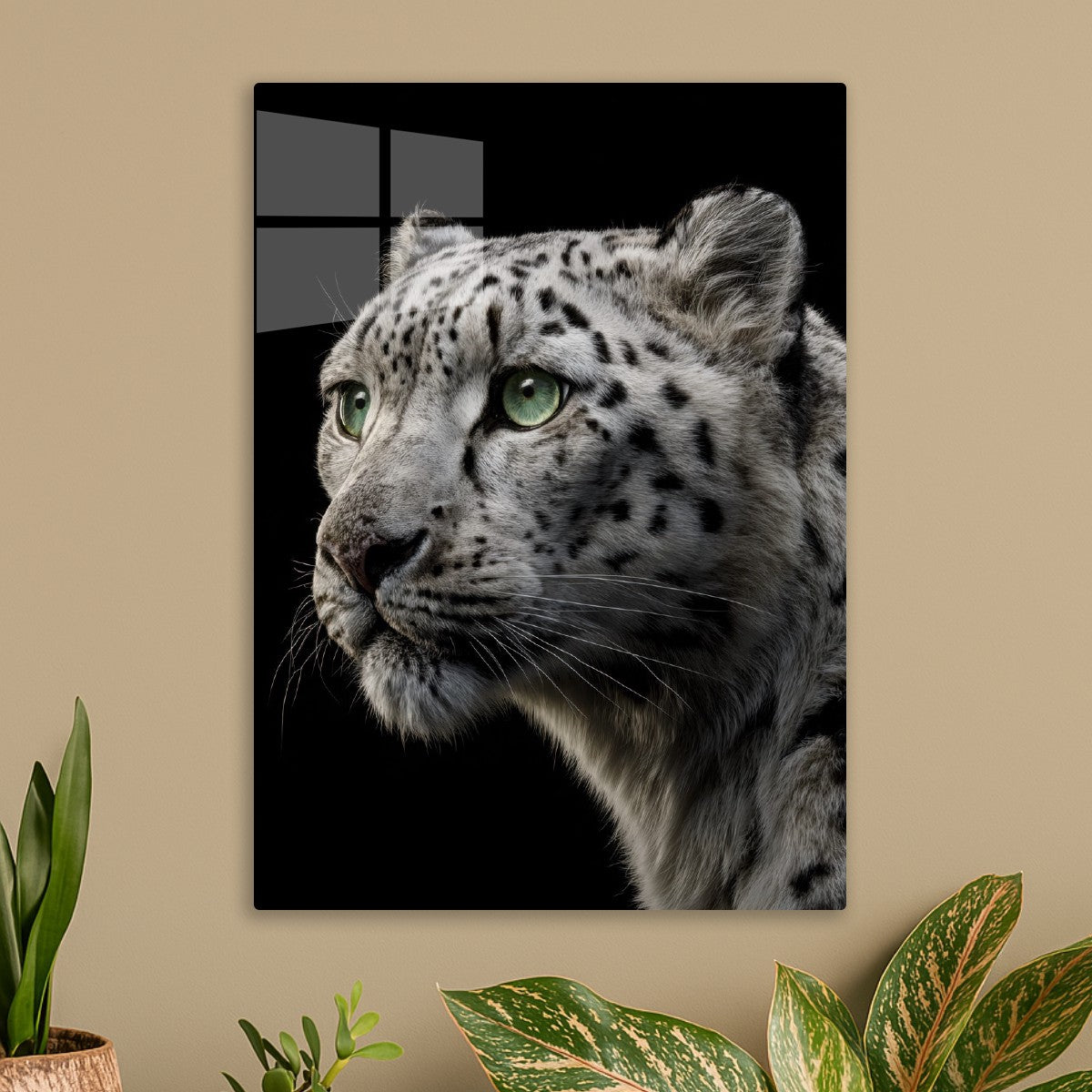 White Leopard with Green Eyes