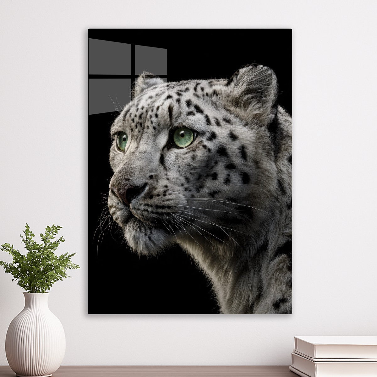White Leopard with Green Eyes