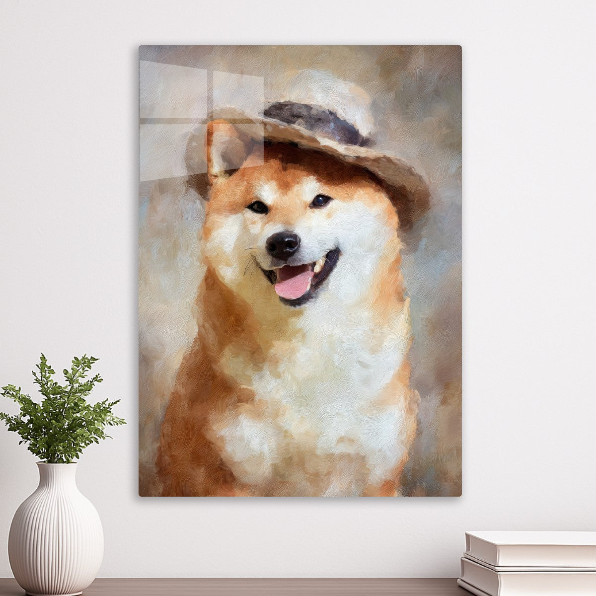 Cute Shiba Inu Dog Wearing Hat